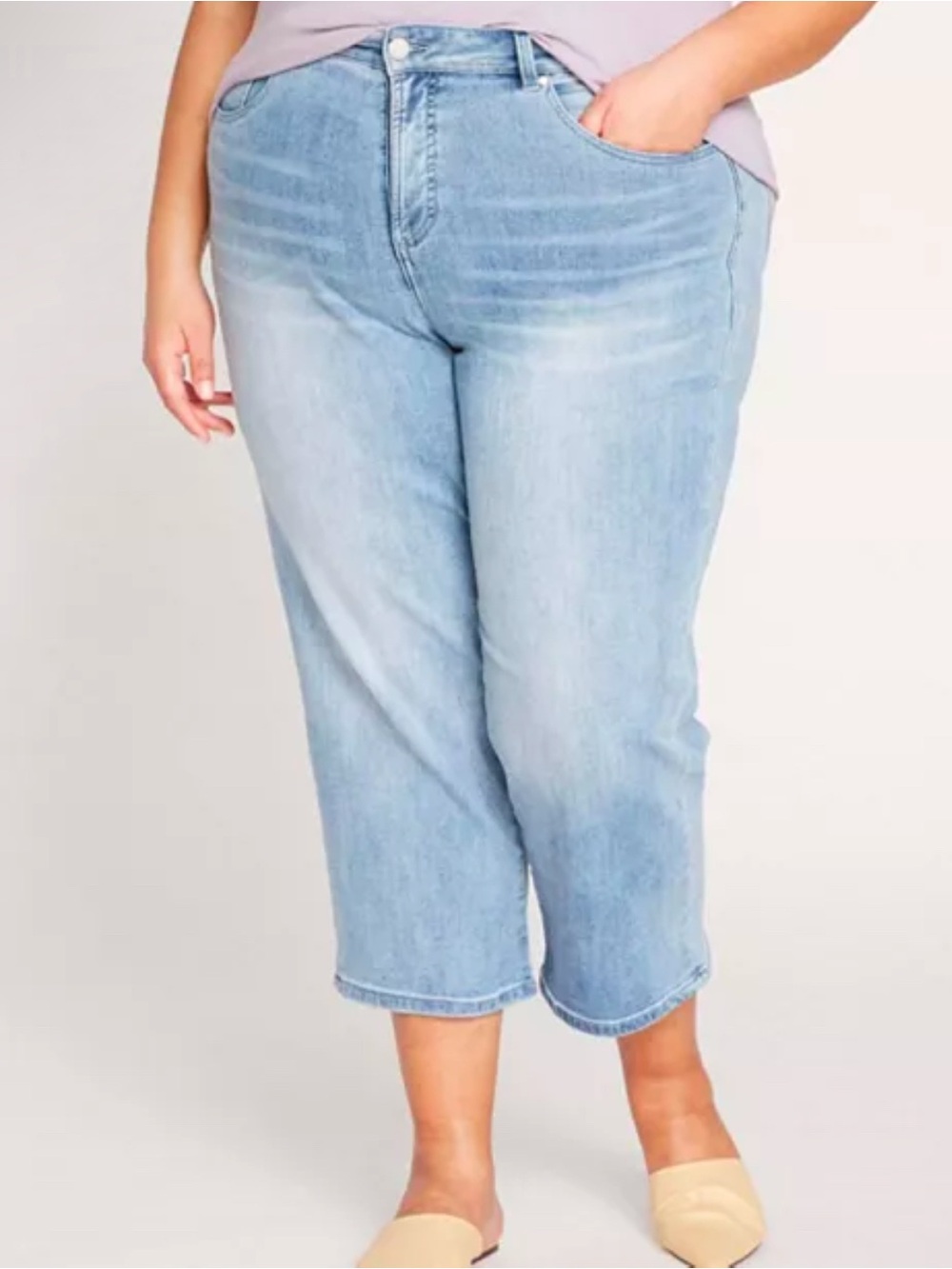 Light Blue Straight leg Boyfriend Crop Jean